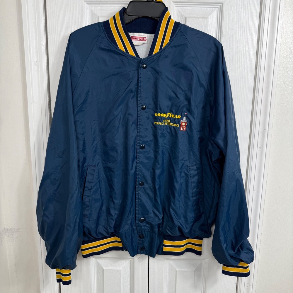 Vintage Goodyear Hartwell Jacket Mens L 80s 90s Employee Varsity Bomber USA